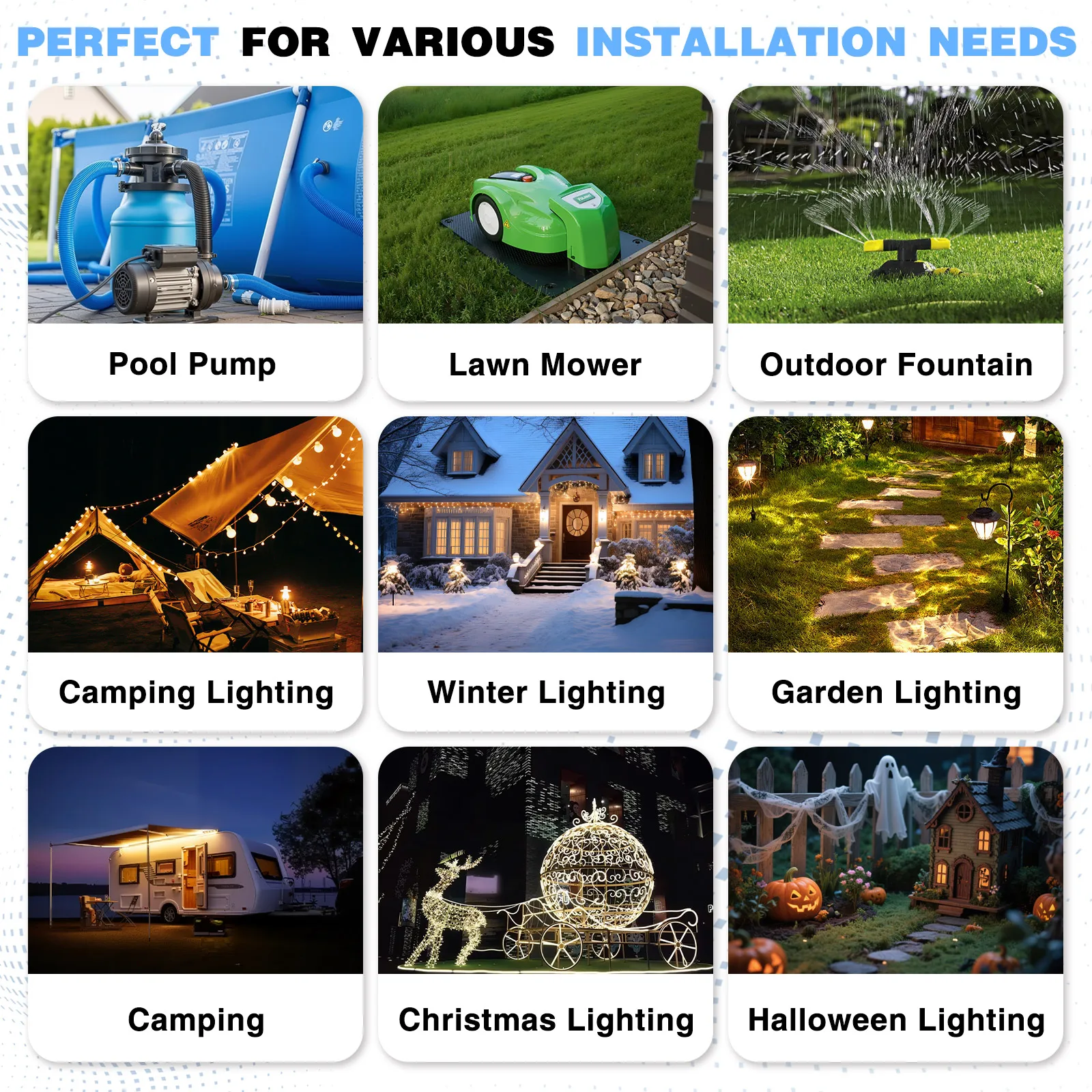 IP54 غطاء كهربائي مقاوم للماء لجميع القديسين/عيد الميلاد الديكور صندوق كابل خارجي لكابلات الطاقة/القابس/الأضواء/مؤقت الحديقة