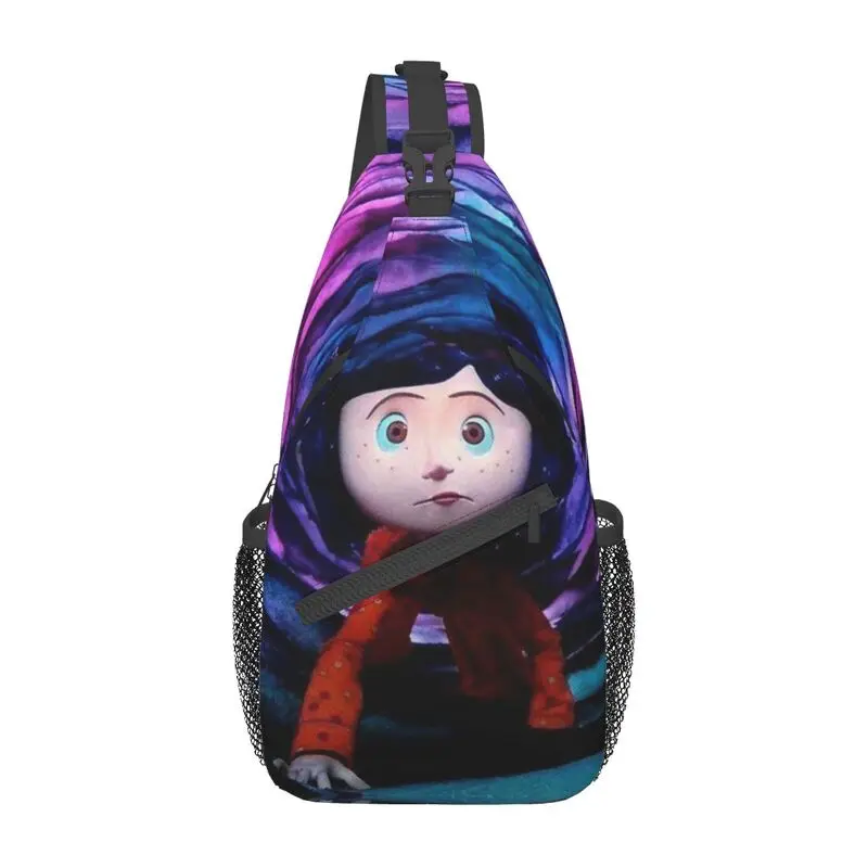 

Halloween Horror Movie Coraline Crossbody Sling Backpack Men Custom Chest Shoulder Bag for Traveling Daypack