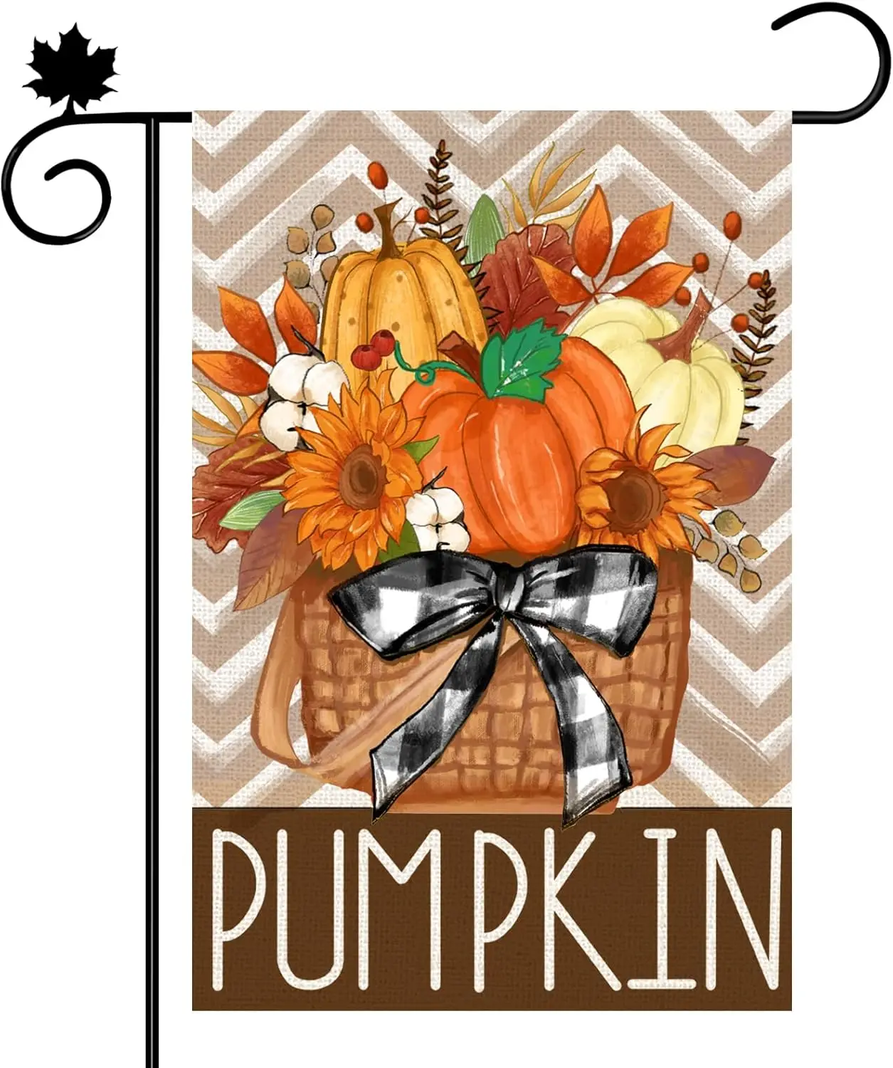 Fall Welcome Garden Flag 12x18 Inch Double Sided Outside, Small Burlap Pumpkin Maple Leaf Decor Yard Autumn Seasonal Thanksg yyi