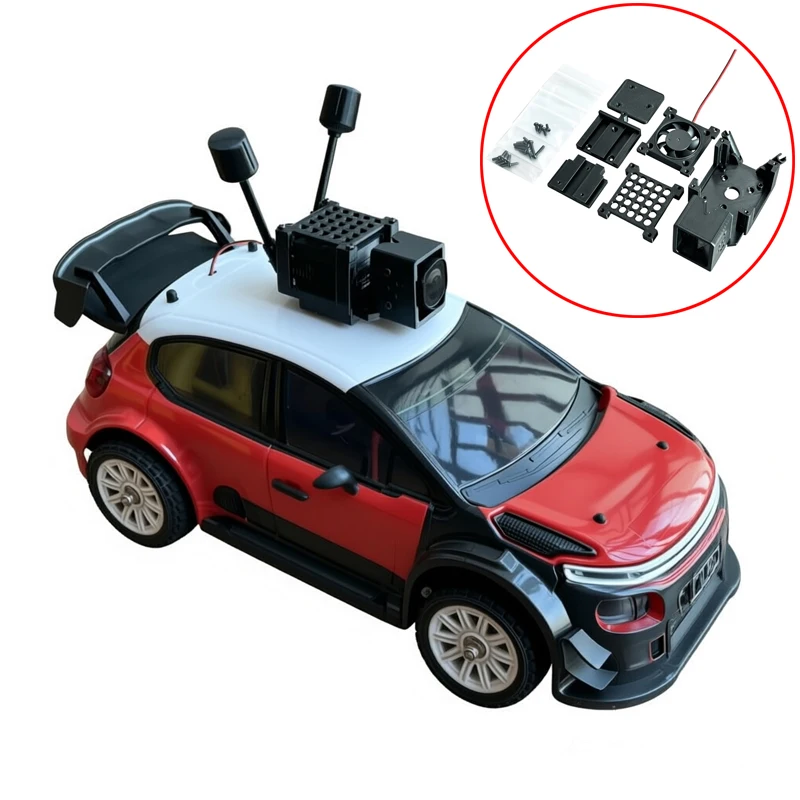 1Set For DJI O4 Pro Air Unit Fixing Mount 5V/12V Cooling Fan Stand with Quick-Release Base Modification for 1/14 Scale RC Car