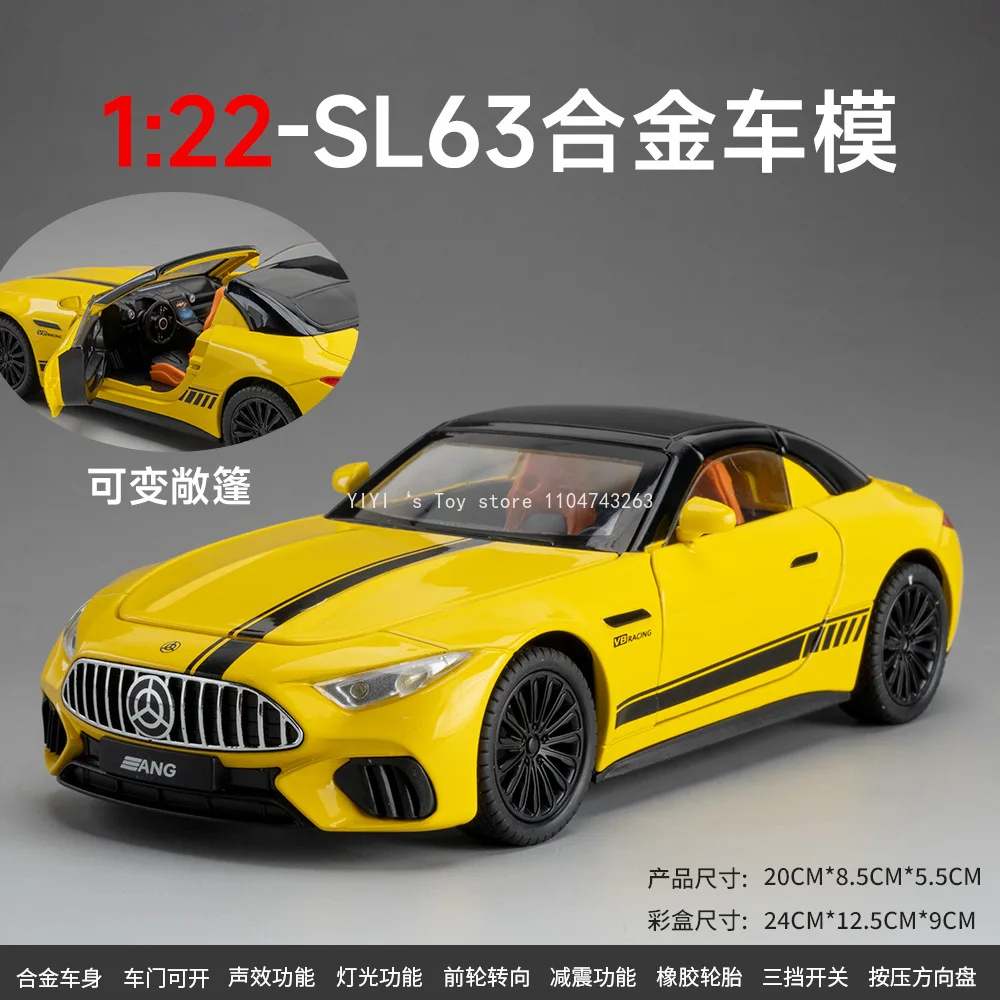 1:22 SL63 modelo de juguete súper coche luz sonido tirar hacia atrás puertas abiertas absorción de impacto coches deportivos modelos adornos regalos 20