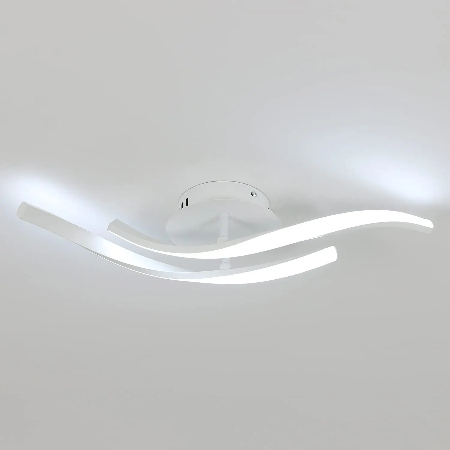 18W LED Ceiling Light, Modern Unique Design, White Iron and Aluminum Flush Mount for Bedroom, Living Room, Kitchen