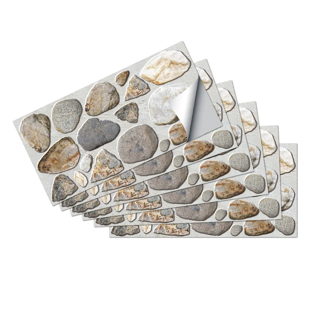 Simulated Pebbles Retro Frosted Wall Stickers Wall Decoration Renovation Wallpaper Self-Adhesive Kitchen Oil-Proof Stickers