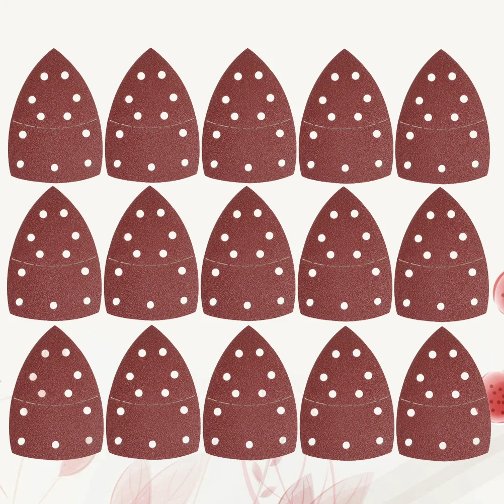 

50pcs Backing Cloth Sandpaper Kit 11 Holes Triangle Sander Discs For Polishing Hook Loop Abrasive Tools