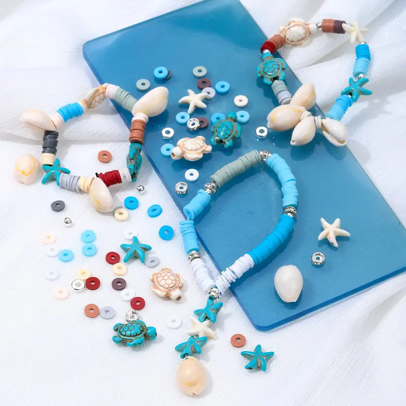 2000pcs Ocean Breeze Jewelry Making Kit Polymer Clay Beads Summer Themed Friendship Bracelets Making Kit for DIY Craft Supplies