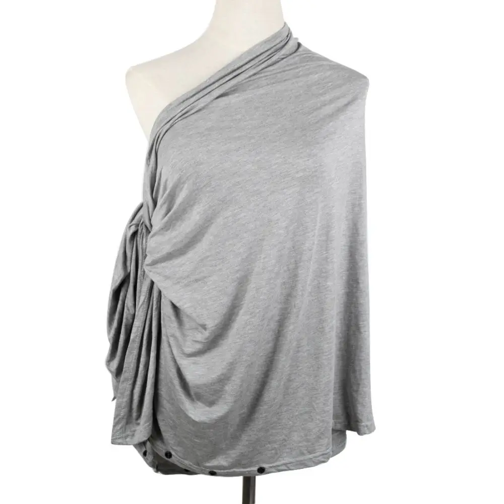 Soft Stretch Fabric Nursing Cover Breathable Lightweight Care Scarf Machine Washable Button Closure Breastfeeding Poncho