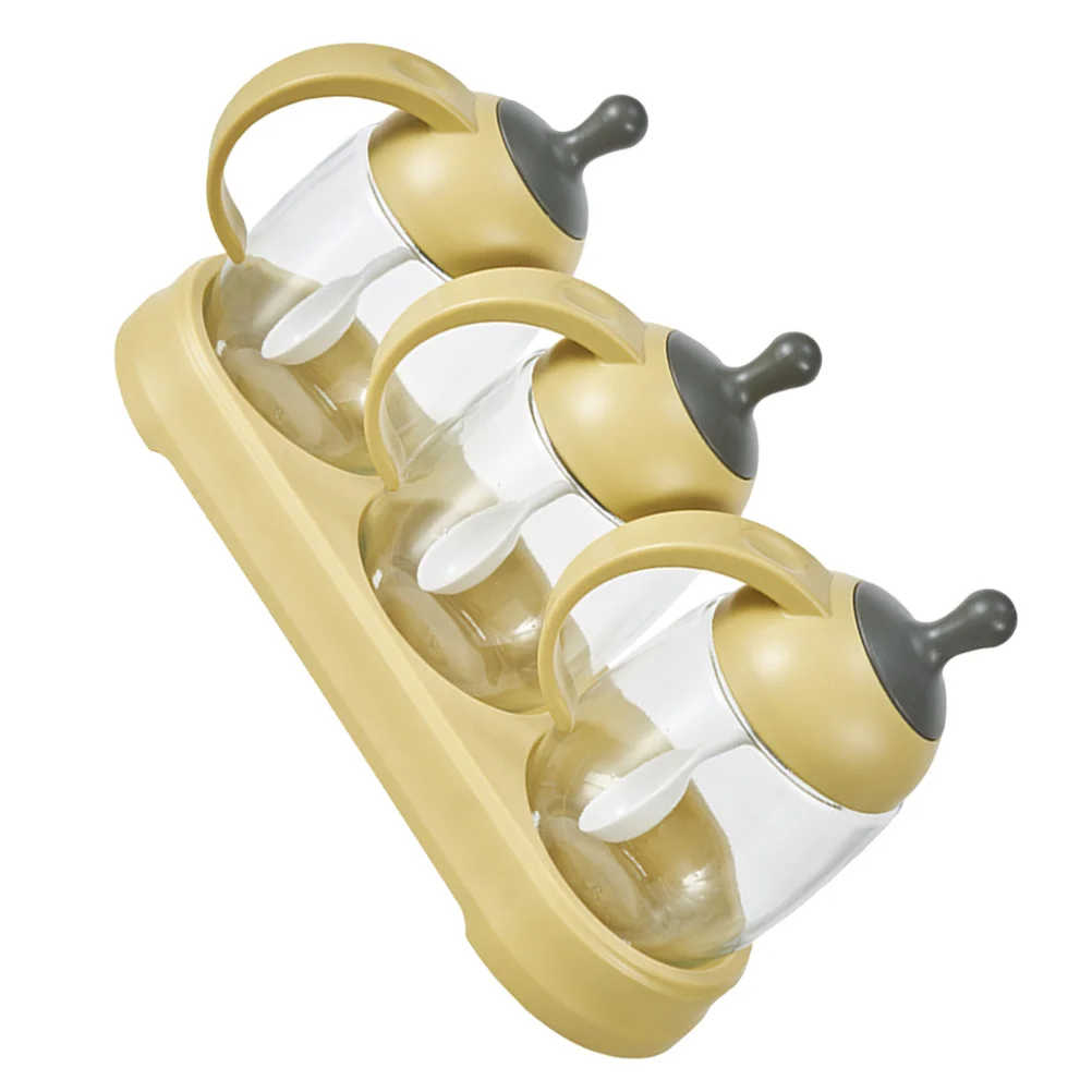 

1Set Seasoning Bottle Set PP Glass Material Kitchen Organizer Box Lightweight Portable with Tray Lid Storage for Cooking