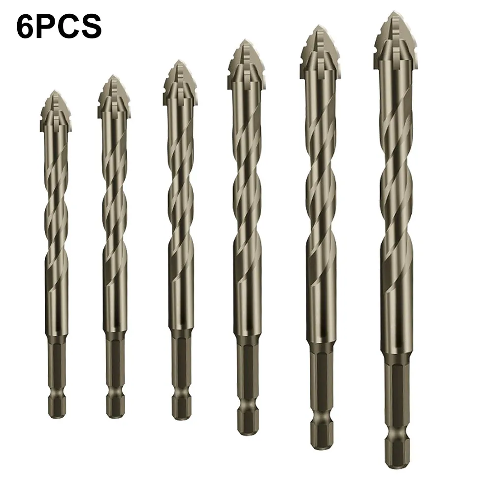 6pcs Four-Flute Eccentric Drill Drilling Glass Tile Punching Triangle Drill Bit Drill Bit Enhances Stability And Reduces Vibrati