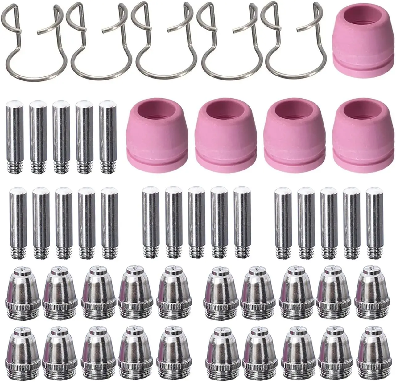 

Plasma Cutter Consumables 50PCS WSD60 Non-Touch Pilot Arc Cutting Torch Accessories Electrodes Tips Nozzles Guides Kit