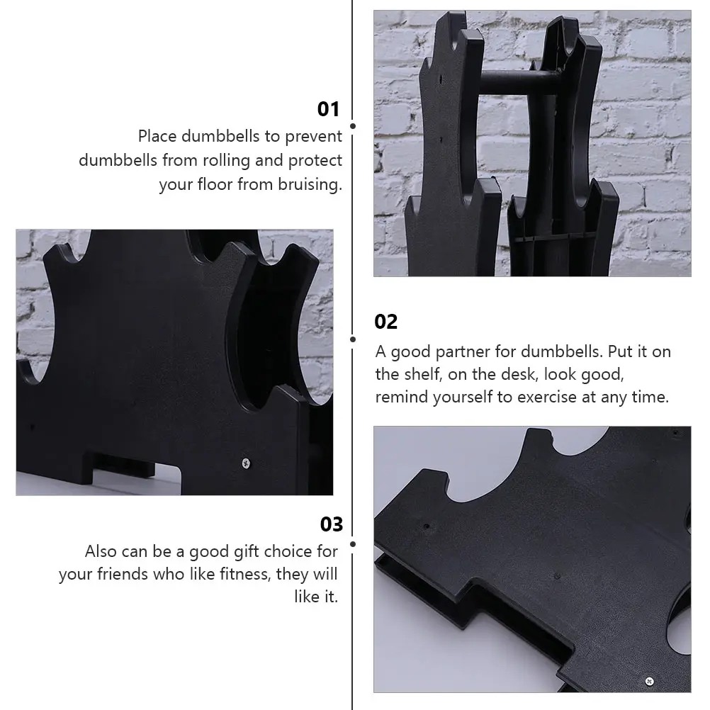 

2Pcs Dumbbell Rack Black Electroplating H held Storage Fitness Equipment Dumbbell Holder Long Durability Practical Use