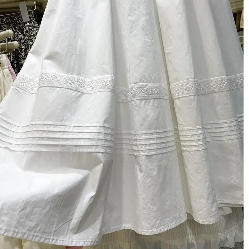 الأبيض الحب الأول تنورة دانتيل منتصف طول عالية الخصر ألف خط تنورة مظلة رقيق تنورة JJ349