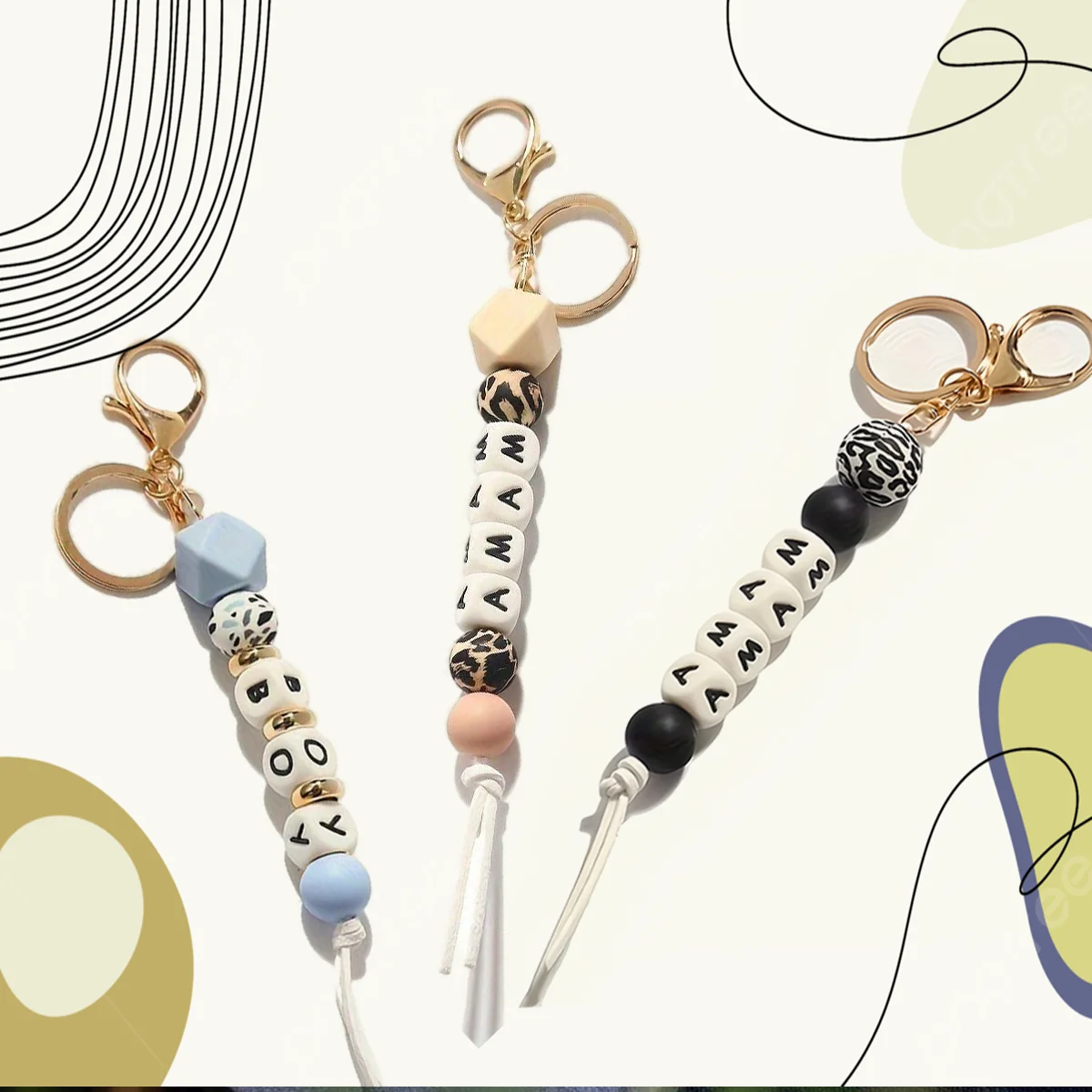 1 قطعة سلسلة مفاتيح حرف سيليكون اسم شخصي ، خرز الماس السيليكون الملون ، قلادة حقيبة/كوب ، هدية عيد الحب/عيد الميلاد #5