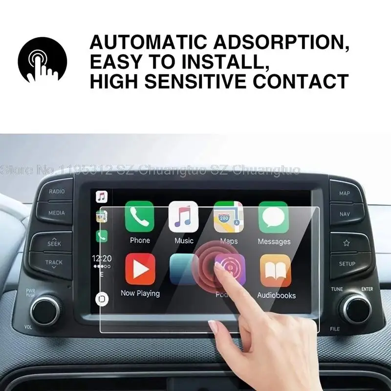 Tempered Glass Screen Protector For Hyundai Kona 2018 2019 2020 8Inch GPS NavigationTouch Display Film