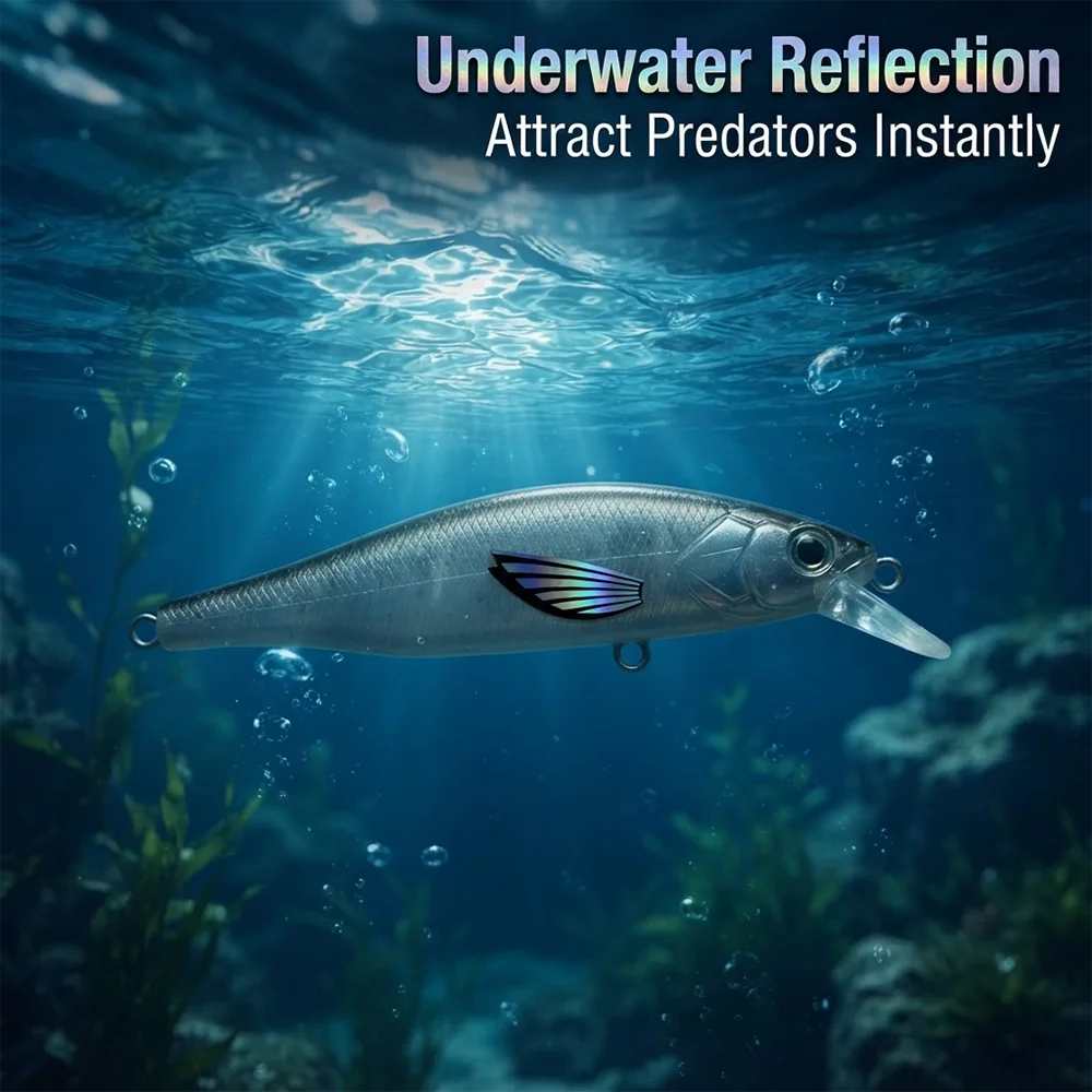Holographische Laser-Brustflosse-Aufkleber Wasserdichte Angelköder-Aufkleber Selbstklebend DIY Zubehör für Hartköder Swimbait Jigs – Detail 4