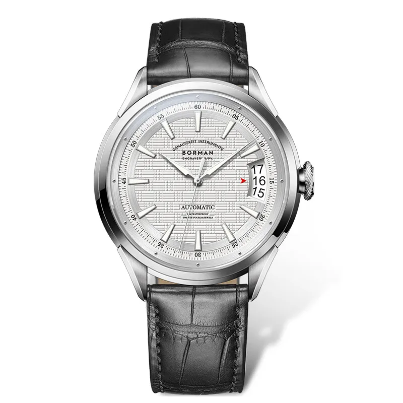 ساعة بورمان أوتوماتيكية للرجال 43.5 ملم ساعة يد ميكانيكية 50 متر مقاومة للماء ياقوت Lumious تاريخ شبكة الاتصال الهاتفي