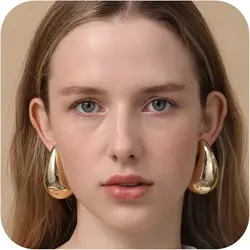 Fashion Chunky Earrings for Women Gold Plated Stainless Steel High-Quality Waterdrop Vintage Stud Earrings Jewelry Celebrity