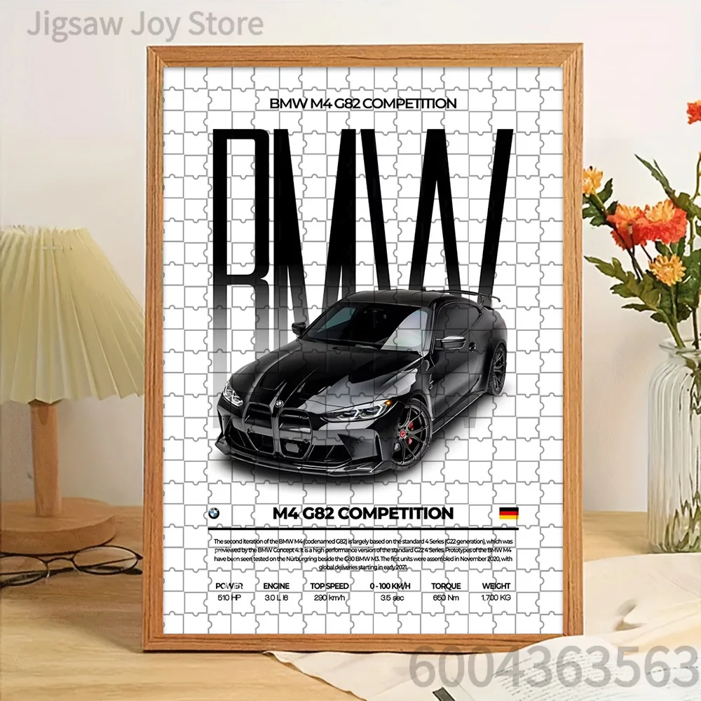 

Paper Jigsaw Puzzle BMW M4 G82 Competition Black Sports Car Themed Artwork Creative Home Wall Decor Interactive Entertainment Ga