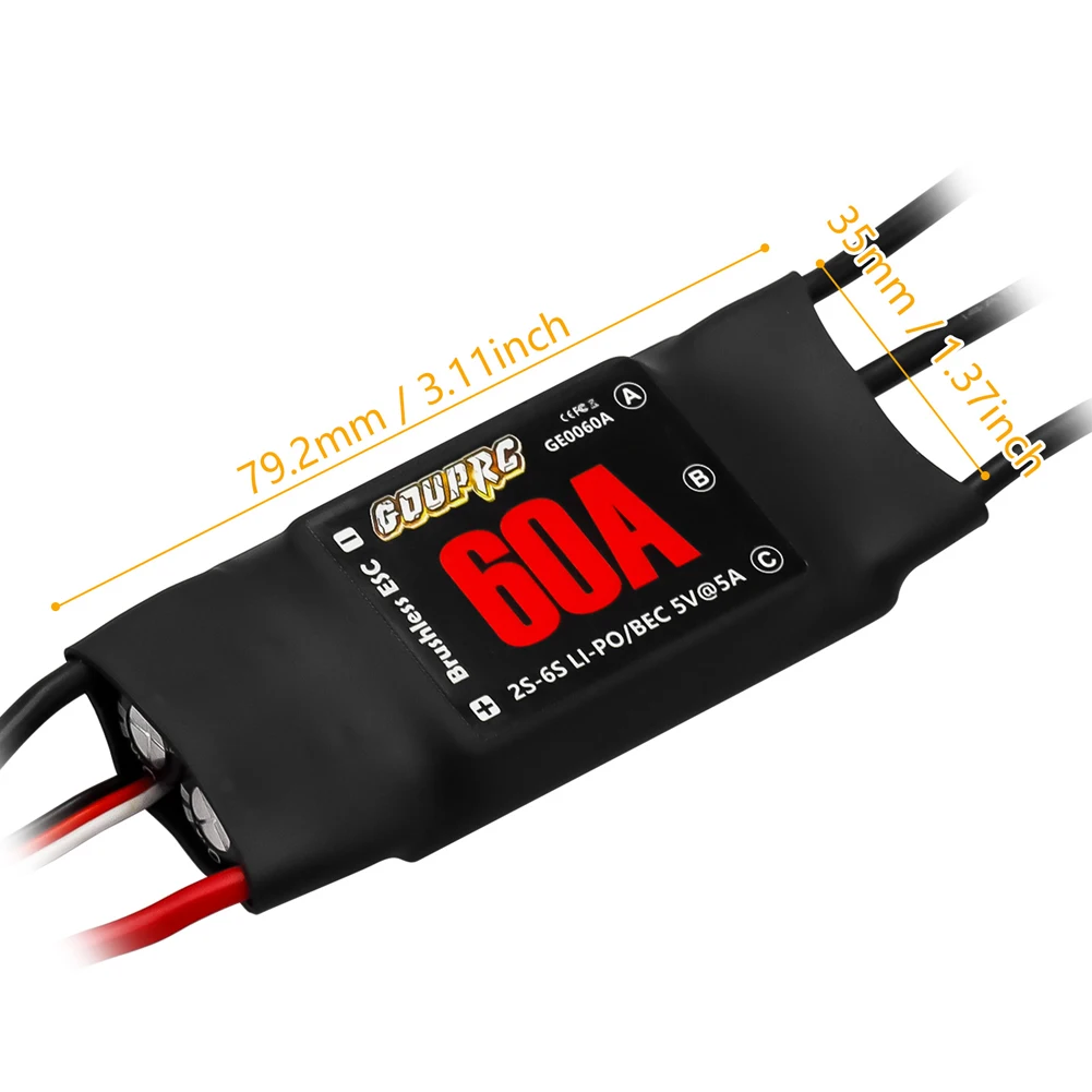 60A Brushless Electronic Controller with 5V/7A BEC & XT60 Plugs Electronic Speed Controller for Drone RC Helicopter Airplane