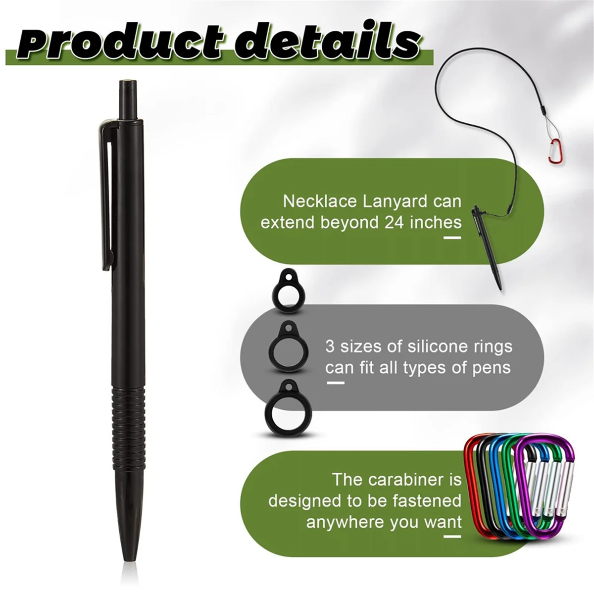 Avançado tecido caneta cordão, caneta cinto, caneta cordão Stand, colar cordão, segurança pescoço cinta, silicone anel conexão fivela