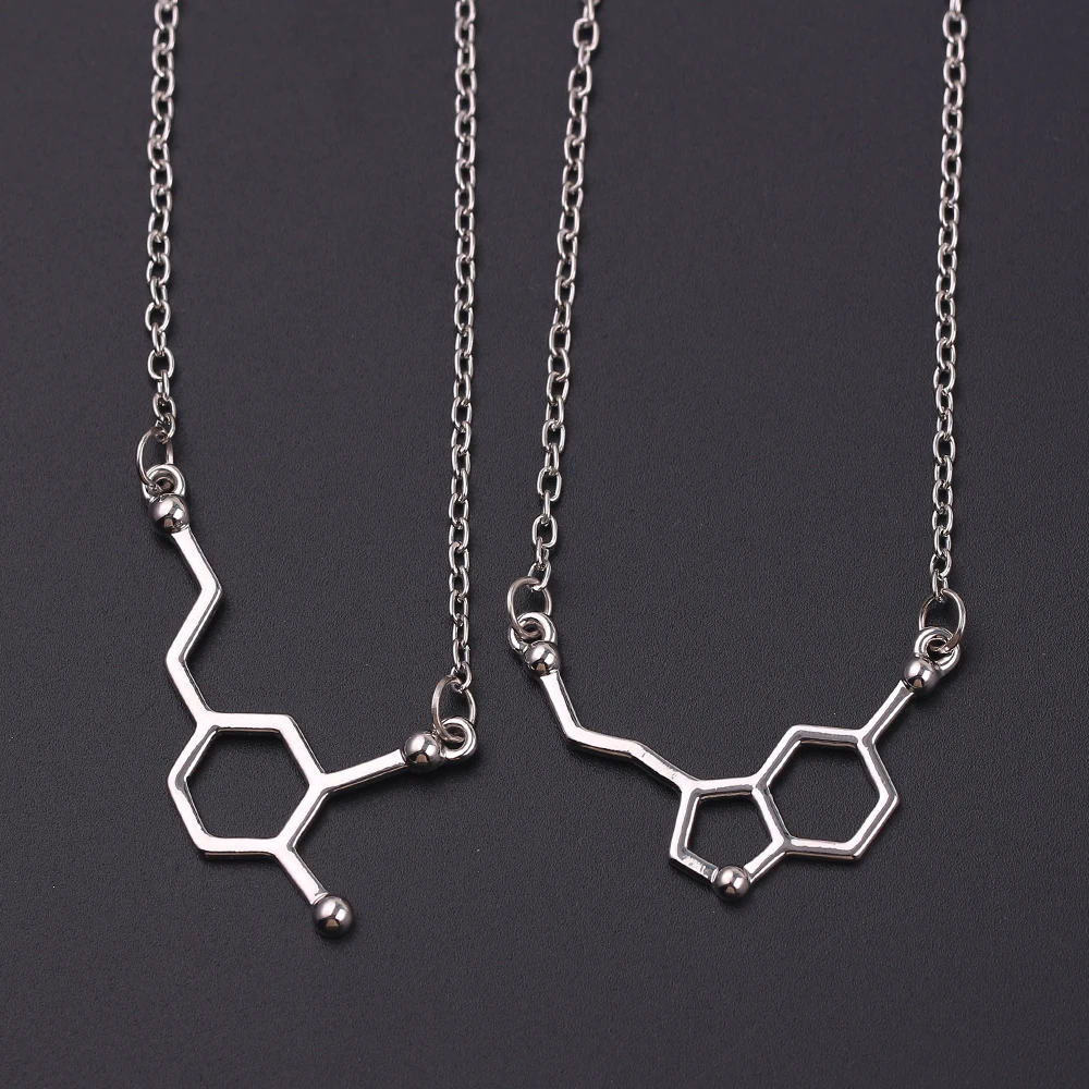 Dopamine Molecule Necklaces Chemical Formula Necklace Fashion Women Serotonin Structure Formula Pendant Graduation Gifts Jewelry