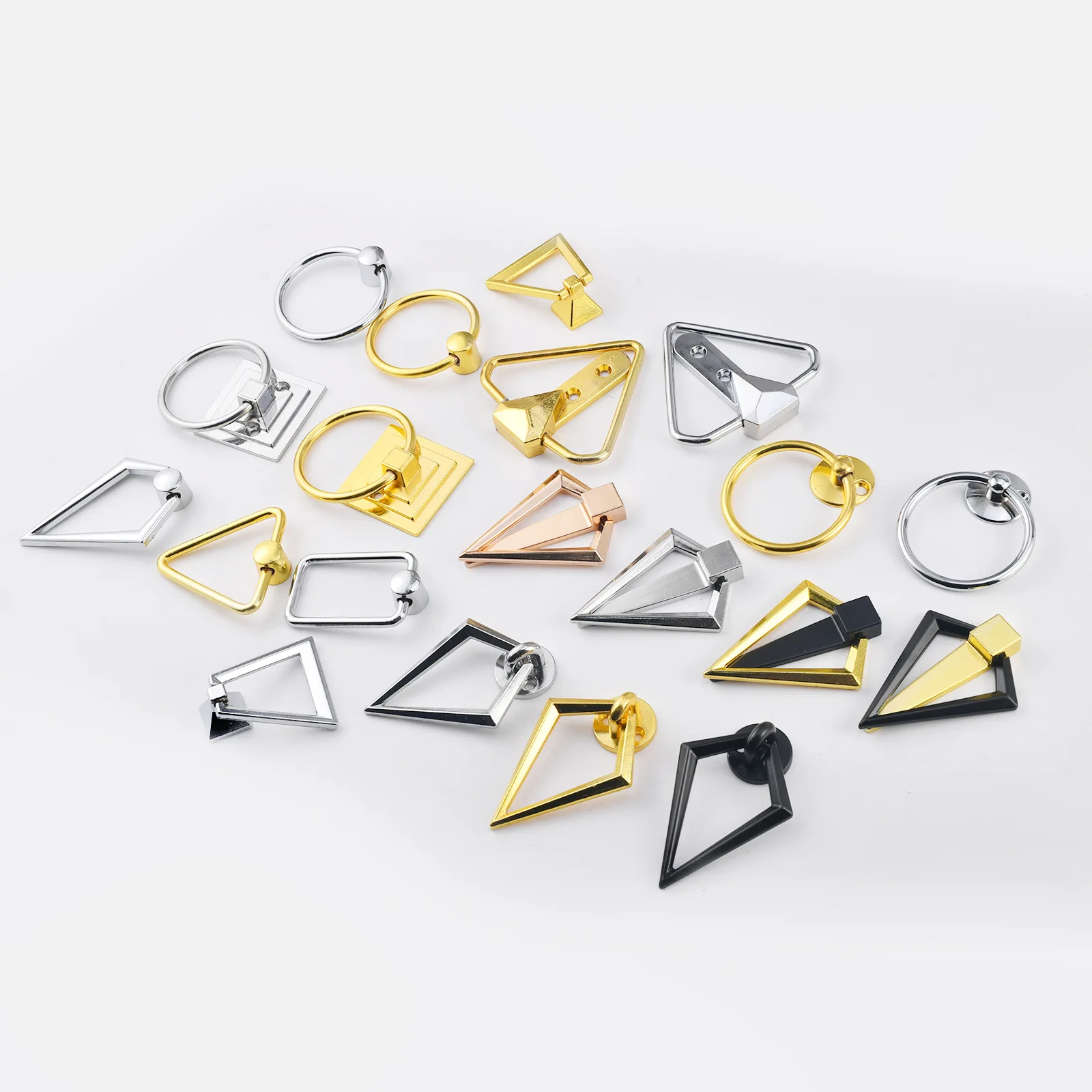 Manufacturers supply zinc alloy light luxury hexagonal single-hole lifting ring, drawer pull ring, simple cabinet door handle, s