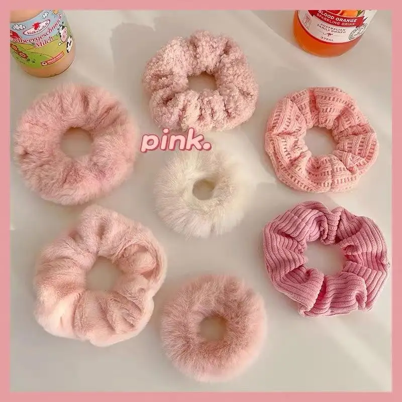 7 Stück/Set süße, pelzige Haargummis, elastische Gummibänder, Pferdeschwanzhalter, Gummibänder für Frauen und Mädchen, Haar-Accessoires〔CC55〕