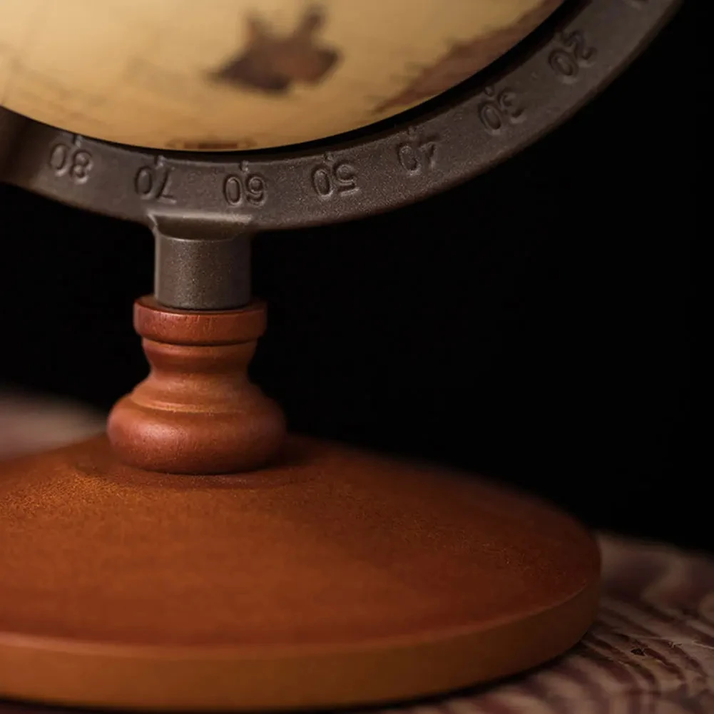 Geography Education World Globe, Vintage Wooden Base, Desk Decoration