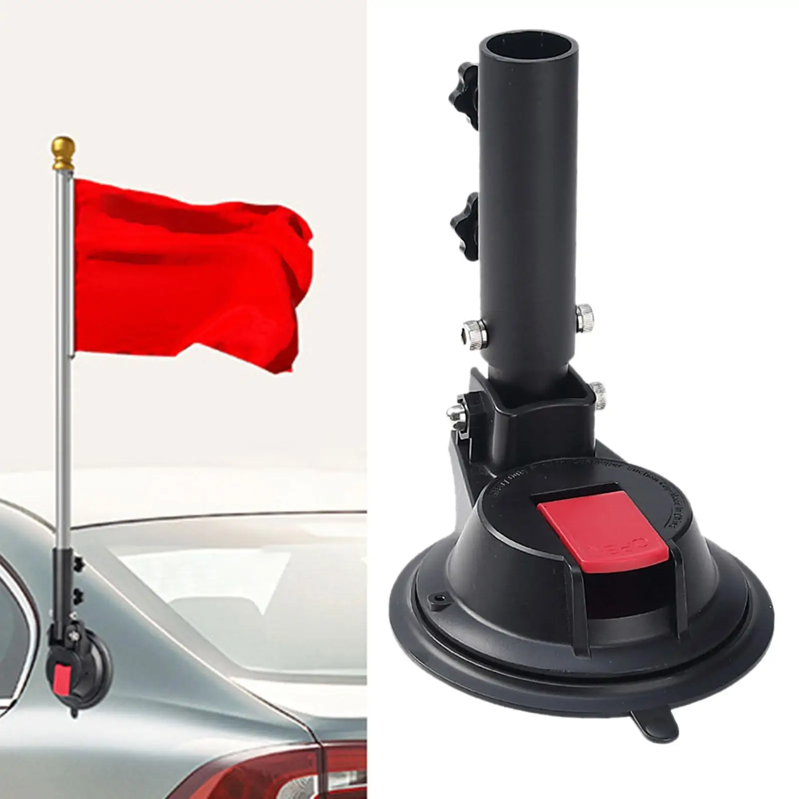 Flag Pole Holder Suction Cup Flagpole Display Rack Easy Installation Multiuse Flag Pole Bracket for RV ATV Outdoor Wall Truck