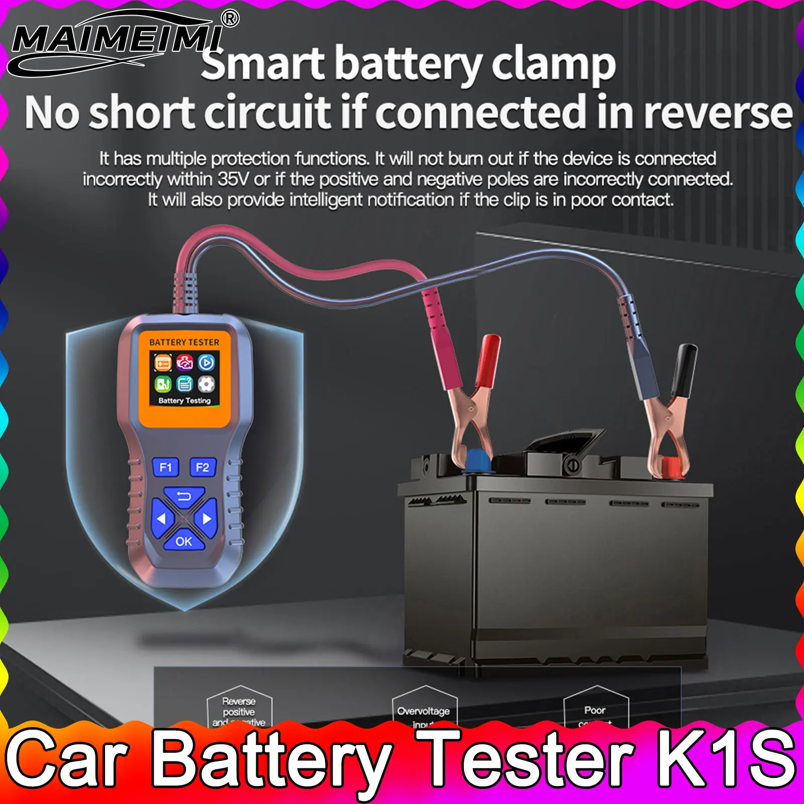 

Тестер автомобильных аккумуляторов K1S: сброс кодов неисправностей, мониторинг информации о батарее, тестирование запуска, инструмент для сканирования заряда аккумулятора автомобиля