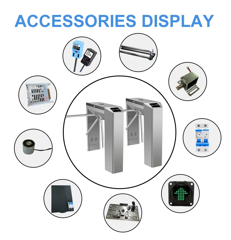Picture 4: High Flow Rate Waist High Rotating Gate Semi Automatic Gym Rfid Swipe Card Entry Exit Access Control Tripod Turnstile