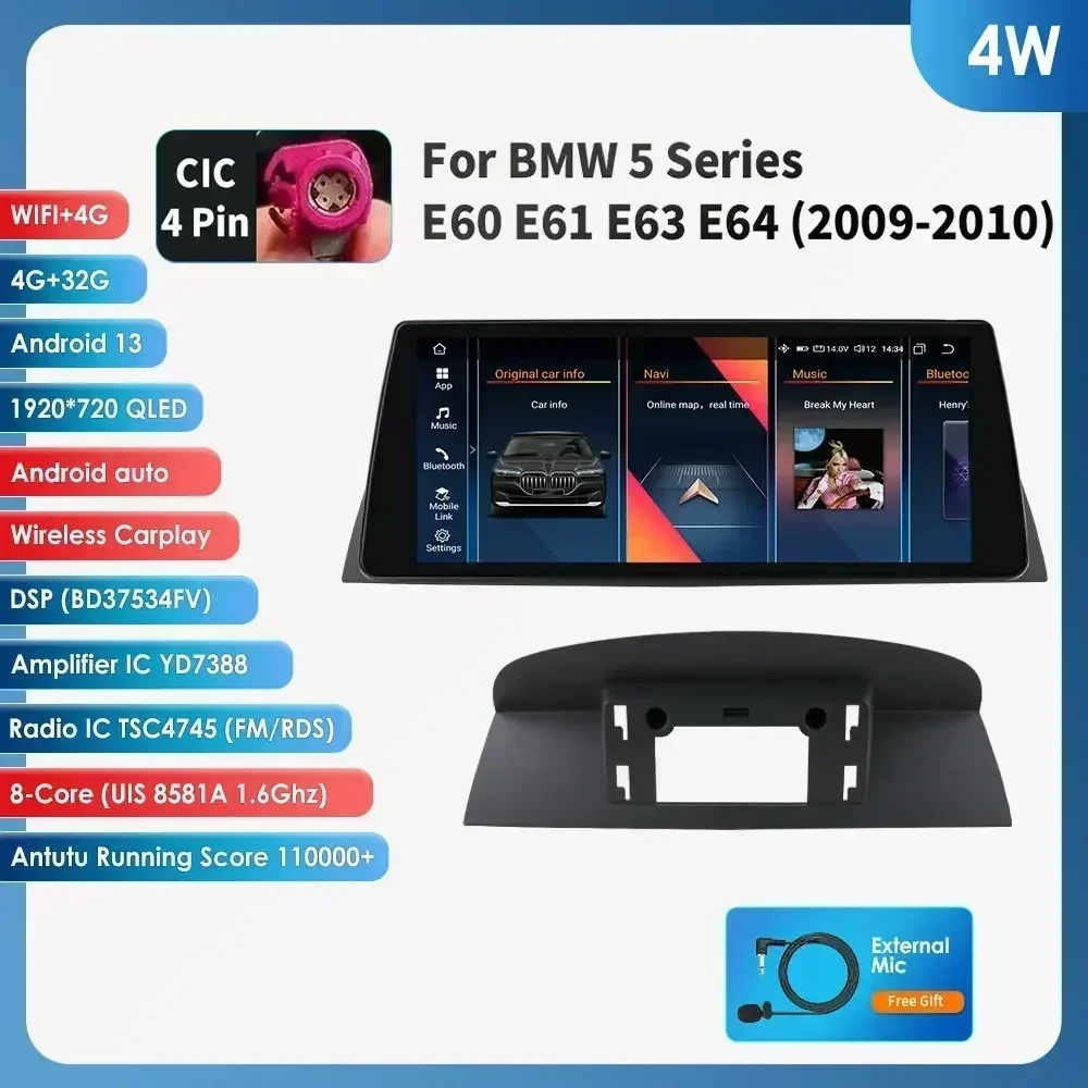 2din Android Auto Radio Multimedia Video Speler Voor Bmw 5Series E60 E61 E63 E64 3Series E90 E91 E92 E93 Stereo Gps Carplay 4G Rds