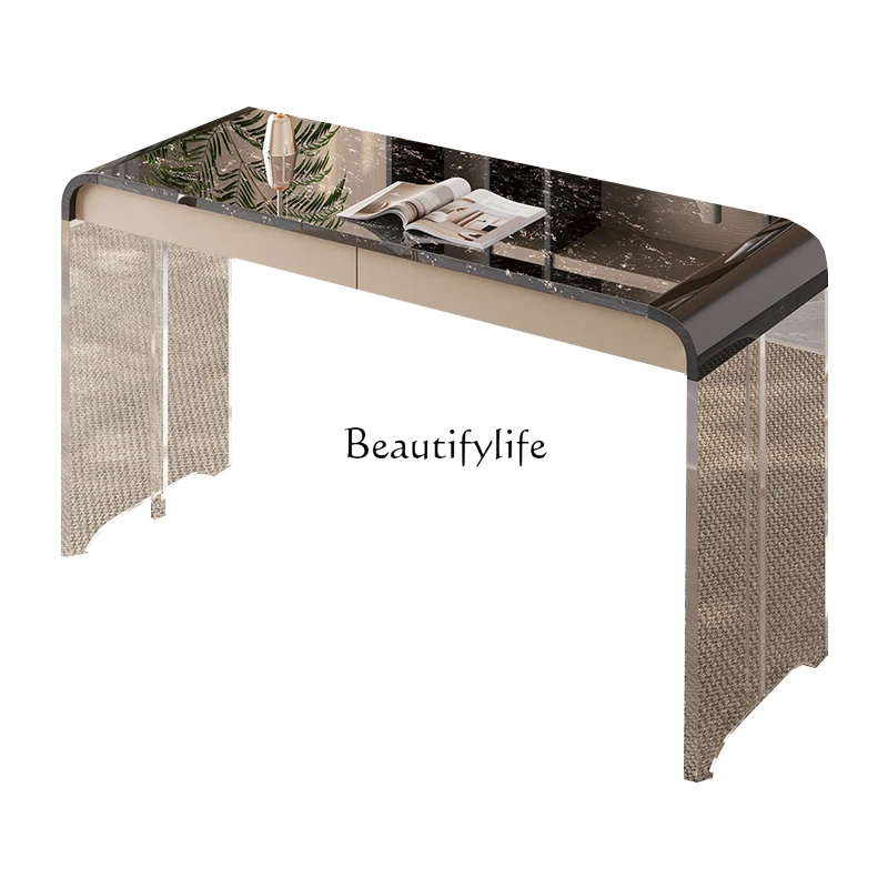 

Acrylic Desk Marble Platinum Diamond Surface Floating Cream Style Natural Luxury Stone High-End Table
