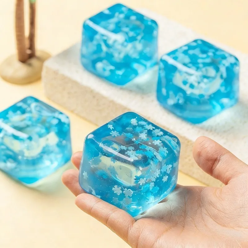 Squishy Snowflake Ice Cubes Slow Rising Sensory Fidget Toy Soft Ice Cubes Stress Relief Squeeze Toy Hand Exercise Calming Tool image 5