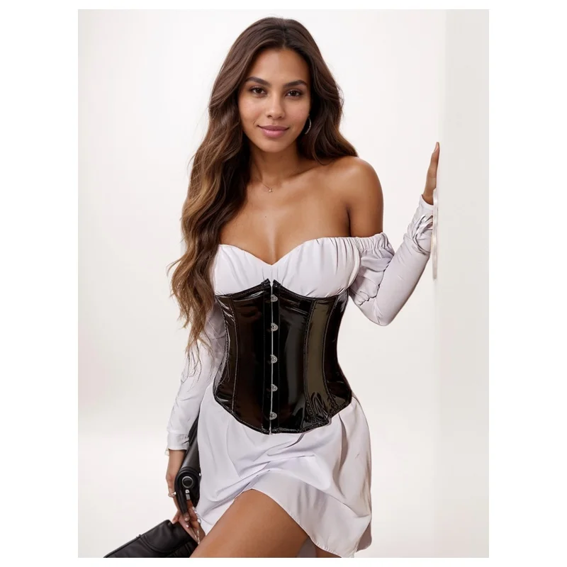 

Steampunk Strap Padded Sexy Bra Bustier Cropped Top Vest Black Faux Leather Zipper Night Club Wear Bralet Streetwear Women