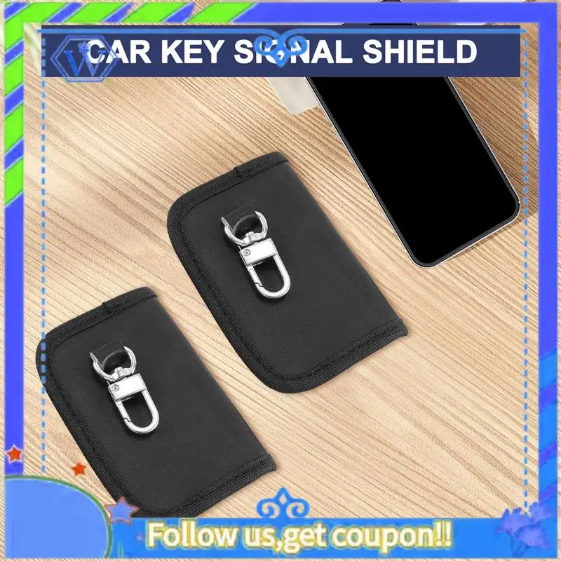 

M46K-Car Key Signal Blocker Pouch Case [ 2 PACK ] Mini Faraday Bag For Car Keys Keyless Entry Fob Guard Signal Blocking Pouch Ba