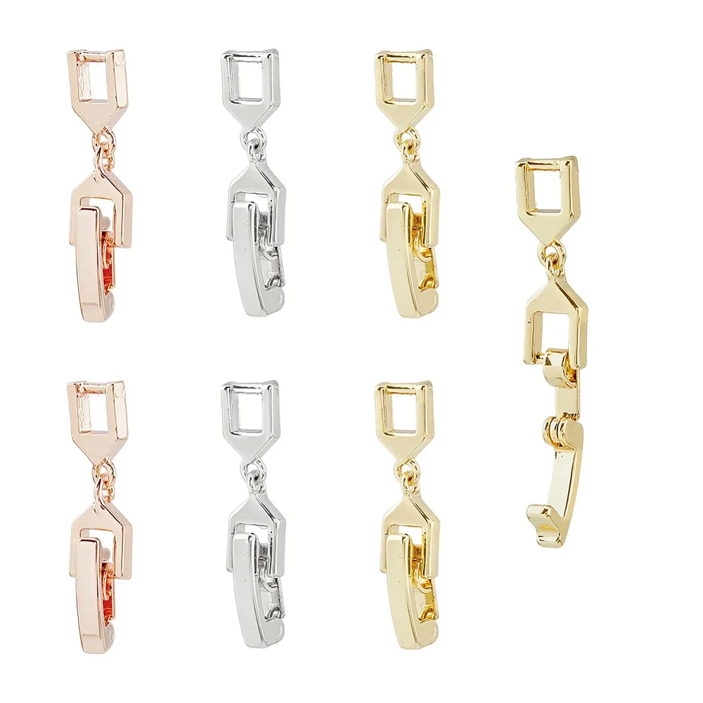 

1box 6pcs 3 colors Barss Fold Over Clasps for Bracelet Necklace Extension Clasps Mixed color 22.5x5x4mm Hole: 3x3mm 2pcs/color