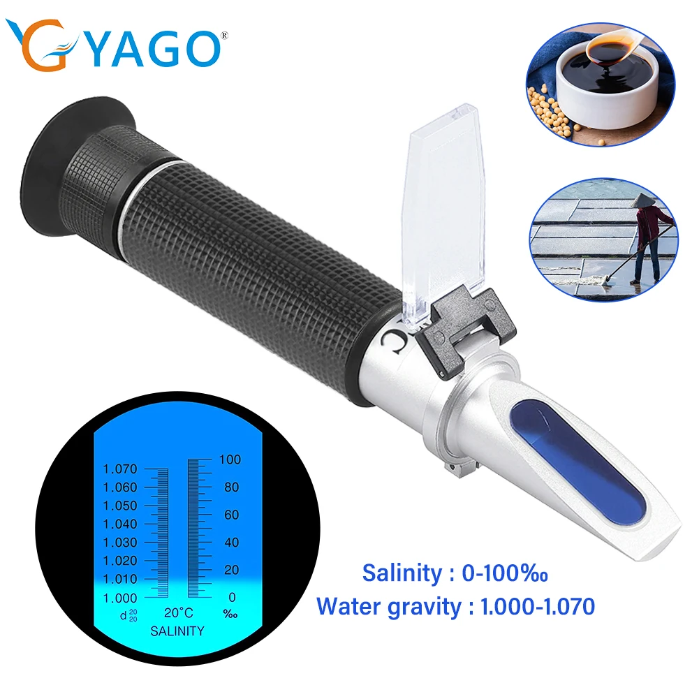 

Handheld Brix & Salinity Meter Diet Refractometer 0-10% Brix / 0-100% Salinity / 1.000-1.070 Specific Gravity ATC for Food Salt