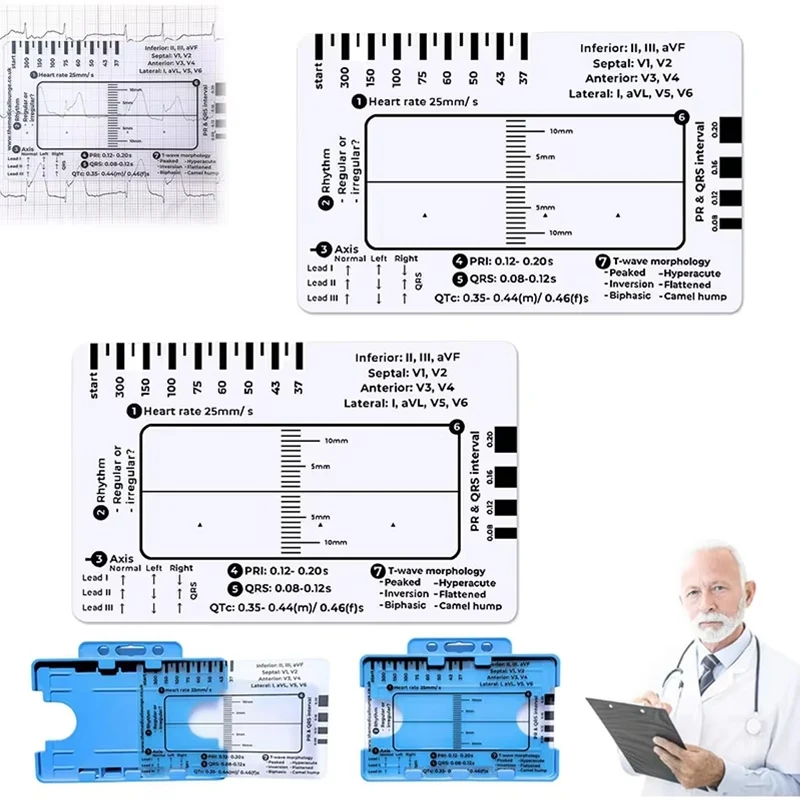 ECG 7 خطوات حاكم Ecg شفافة 7 خطوات حاكم المحمولة لتفريغ Ecg Ecg/ekg أداة تقييم الدليل المرجعي