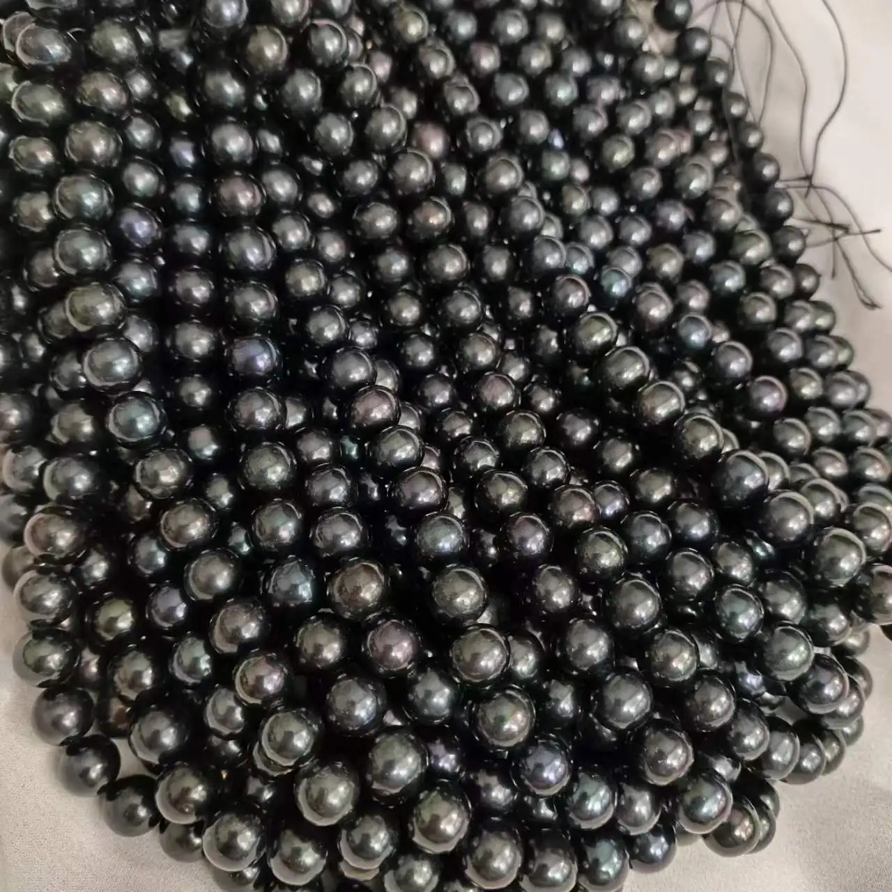 18inch AAAA luster 10-11MM real natural Tahitian black pearl necklace 14k Clasp