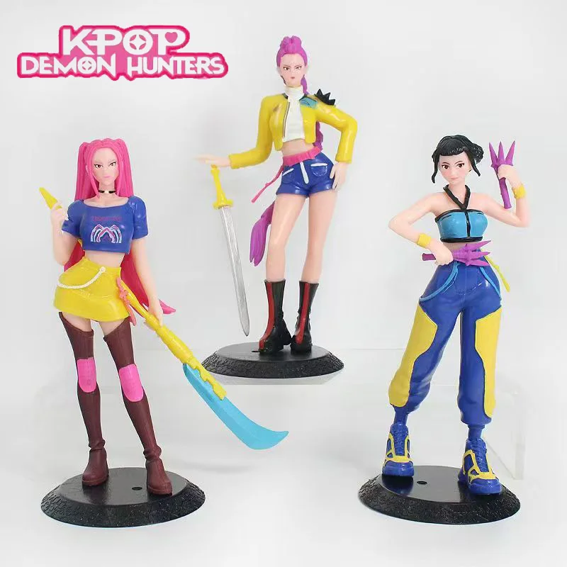 Miniso18cm Kpop Demon Hunters Figure Toy Cartoon Rumi/Mira/Zoey Action Figure PVC Desktop Decoration Model Doll Toy Fans Gift