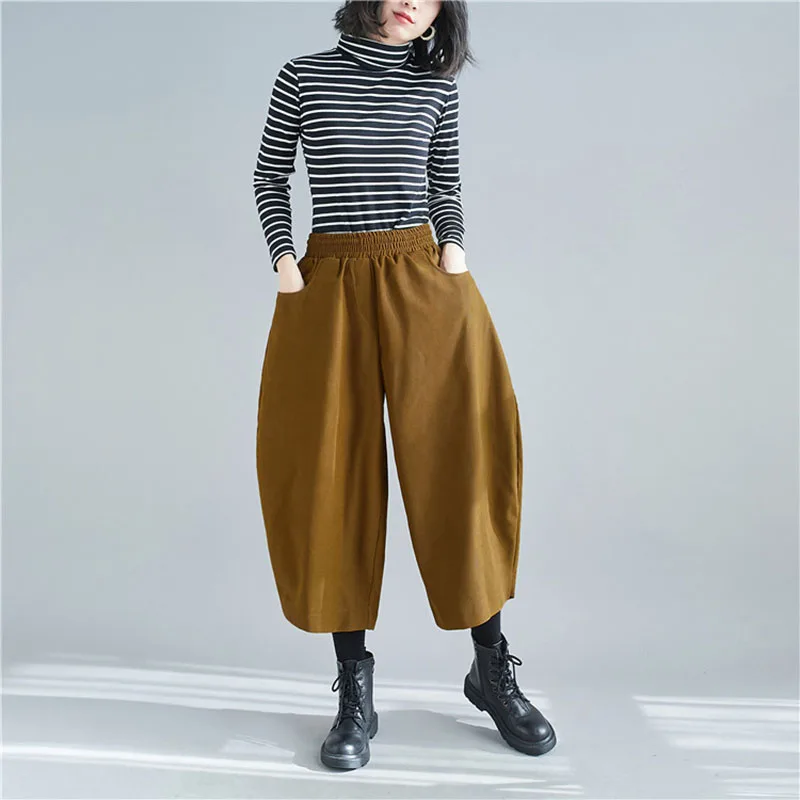 Spring Summer Loose Harem Pants for Women, Korean Office Lady High Waisted Ankle-Length Pants, Young Girl Fashion Streetwear