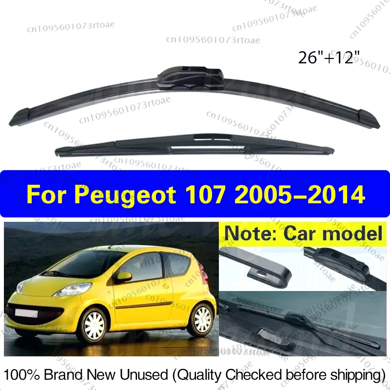 

Car Front Rear Wiper Blades Set Kit For Peugeot 107 2005 - 2014 Windshield Windscreen Window Rain Brush 26"+12" Car Accessories