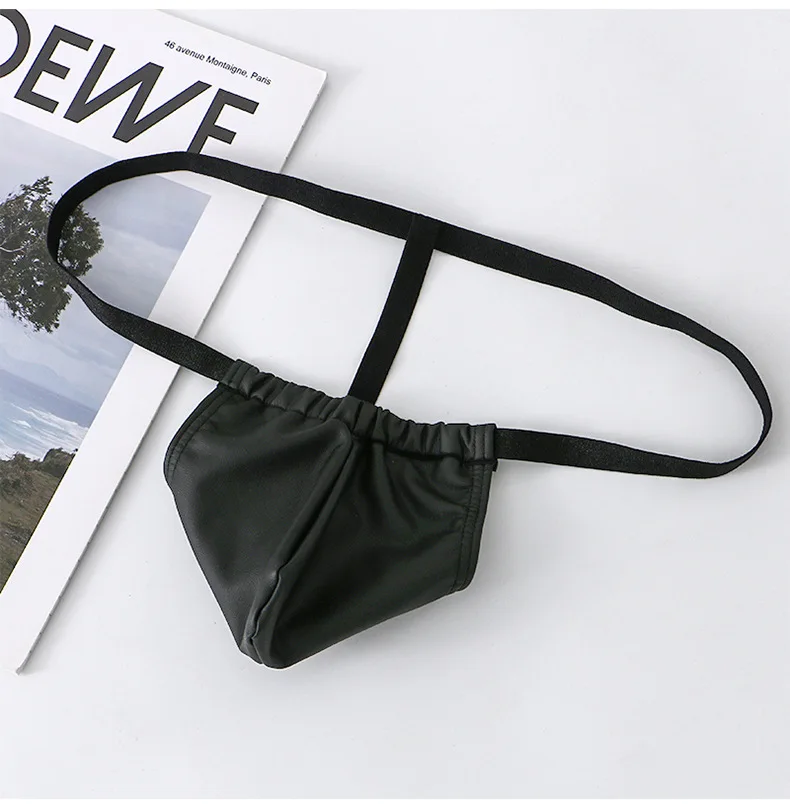 Men's underwear briefs imitation leather breathable sexy thin U convex transparent one-piece briefs head cw30867