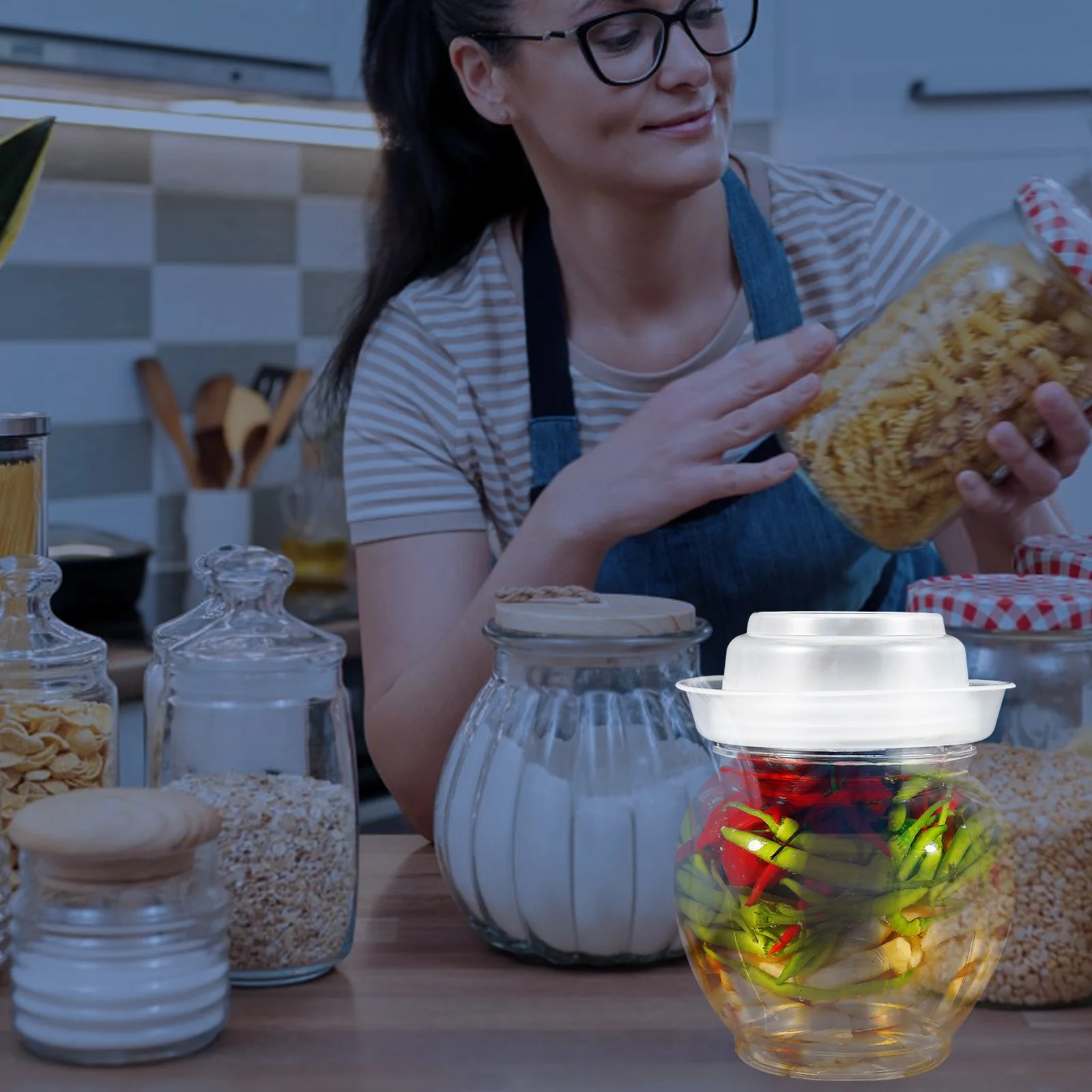 

Transparent Fermentation Tank 5L Large Pickle Airtight Design Vegetable Storage Container for Home Fermenting Plastic Pickling