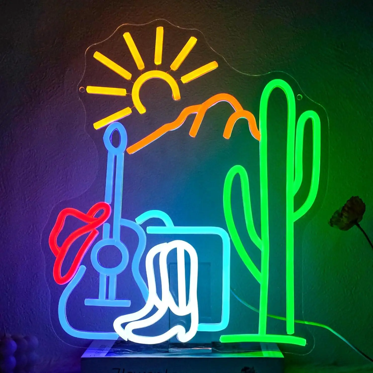 

Cactus Sunset Neon Sign USB Dimmable LED Neon Lights For Living Room Bedroom Home Party Garage Decoration Gaming Accessories