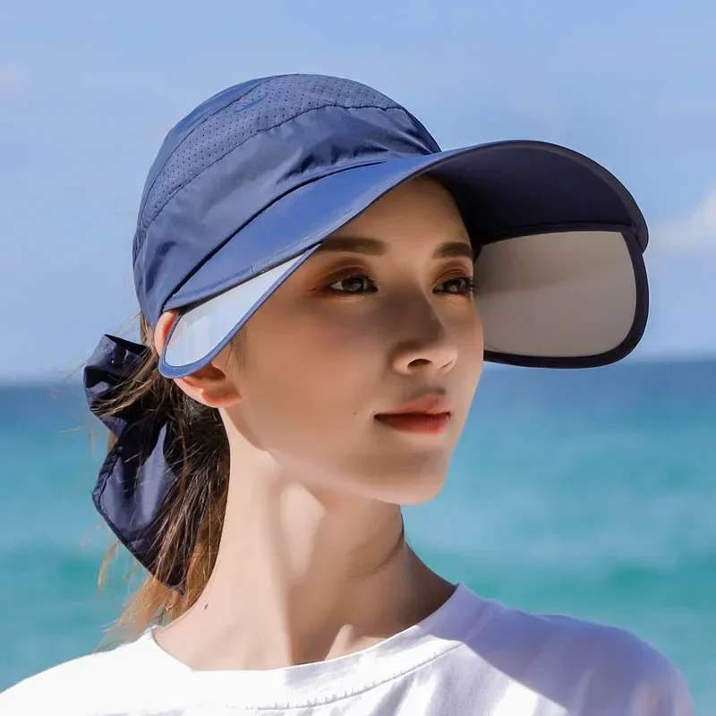 Sun Hat Women's Cycling Breathable Visor Caps Female Scalable Brim Empty Top Baseball Cap Wide Brim Cap UV Protection Beach Hats