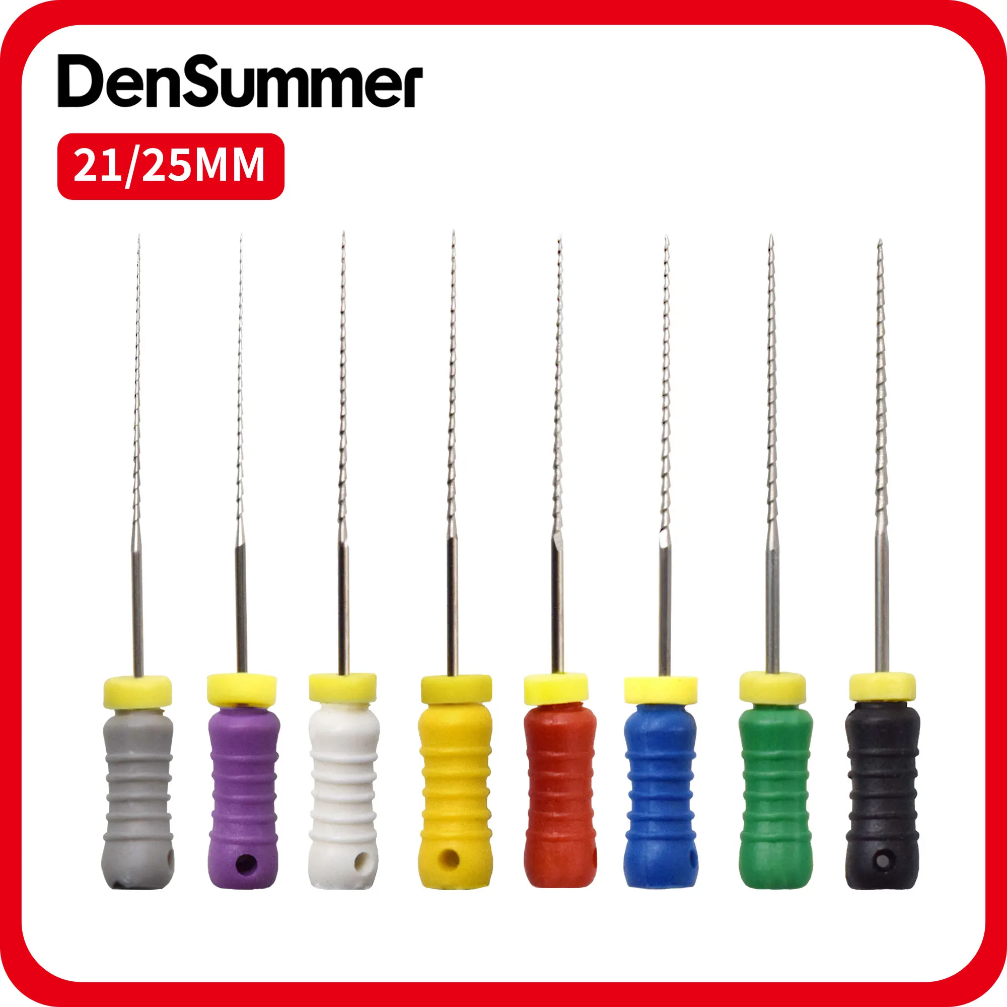 DenSummer Dental Root Canal Files Hand Use Stainless Steel H Files Thread Design 21/25mm Endo Files #15-40 #45-80 Dentistry Tool