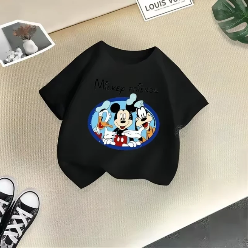 

Disney Mickey Minnie Summer Short Sleeve Cartoon Print Baby Girls Boys Cotton T-shirt Comfortable Top Cute
