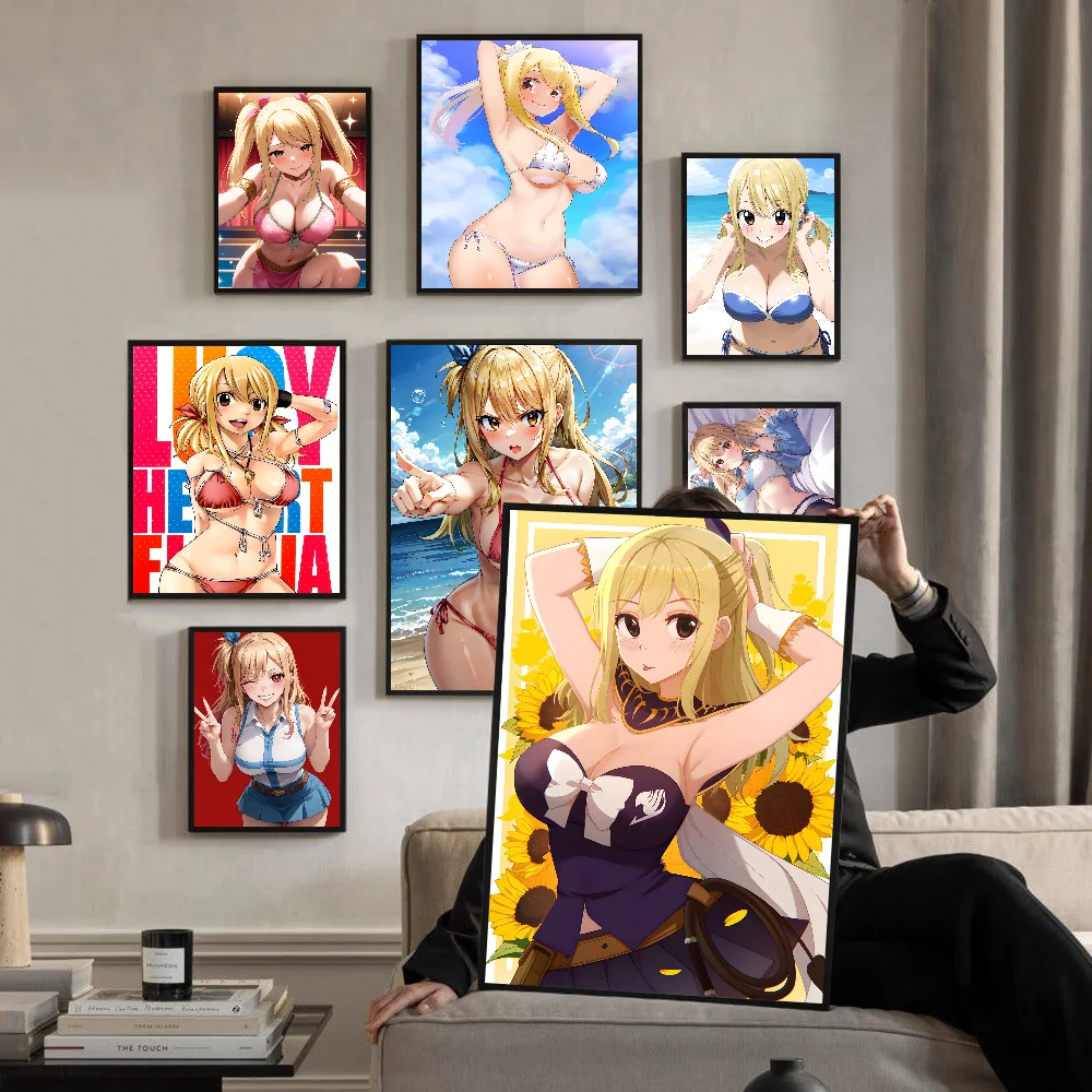 

L-Lucy H-Heartfilia Sexy Girl Self-adhesive Art Fancy Wall Sticker For Living Room Bar Decoration Vintage Decorative Painting