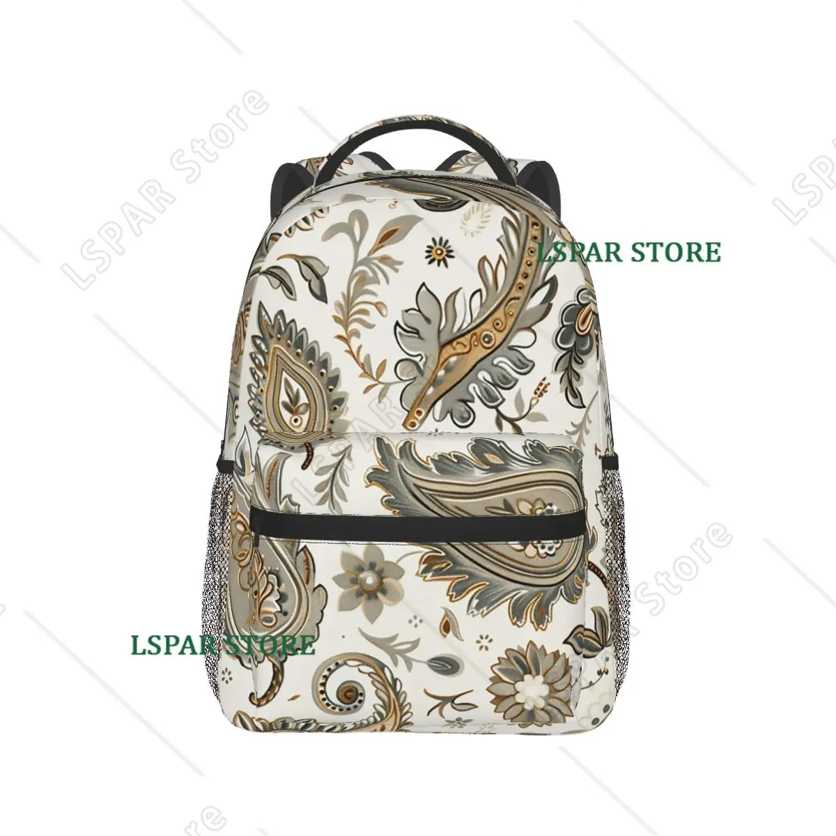 

Paisley White Brown Blue Decorative Backpack Hot Sale Daypack Large Capacity Kids BookBag School Bag Shoulder Bags for Men Women
